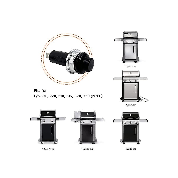 2x 66220 Tändknapp/strömbrytare kompatibel med Spirit E/s-210 220 310 315 320 330 Grillar, 7642 7643  (ZYH) Black