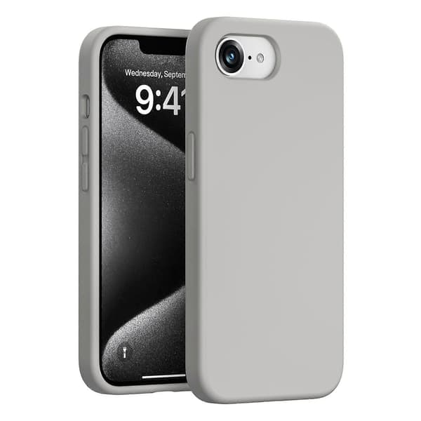 Deksel til iPhone 16e, PC + Flytende Silikon Anti-Ripe Fôr Telefondeksel - Lys Grå