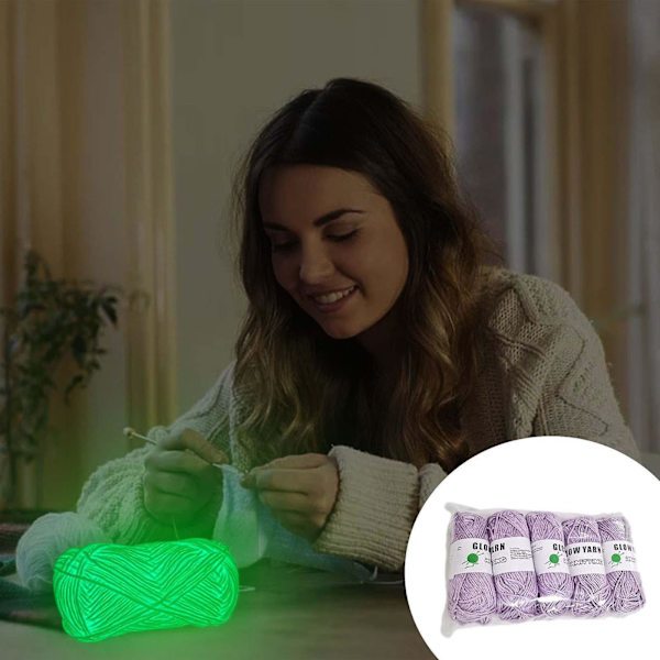 Luminous garn för virkning i mörkret Garn Ljusstarkt garn Handvävt DIY Handvävt i mörkret garn (ZYH) H