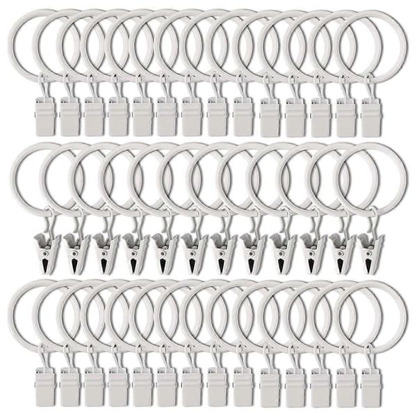 40 st Gardinringar med Clips, Draperiklämmor med Ringar, Gardinringar 3,2 cm Innerdiameter