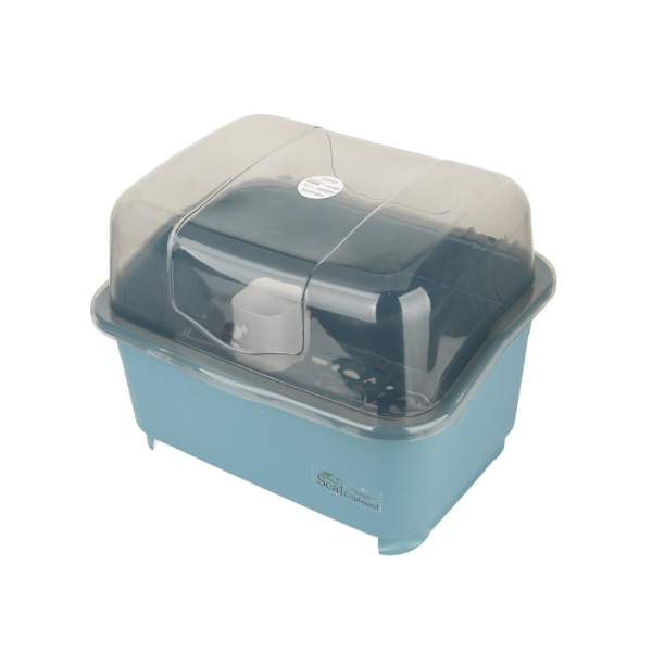 Diskställ Disk Skål Bestickhållare Organizer med Avrinningsbricka och Transparent Lock  (ZYH)