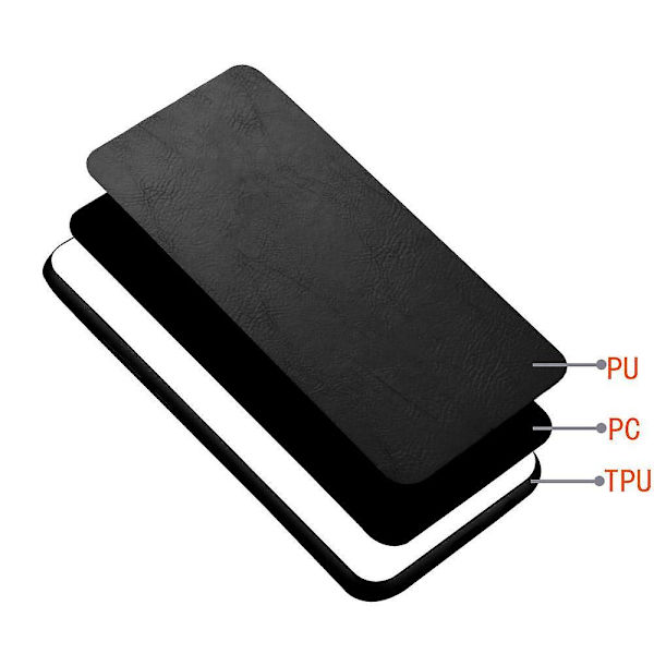 Klädsel i kohudstruktur till Realme C55, PU-läderbelagd TPU+PC-baksida (ZYH) Black, Black Realme C55
