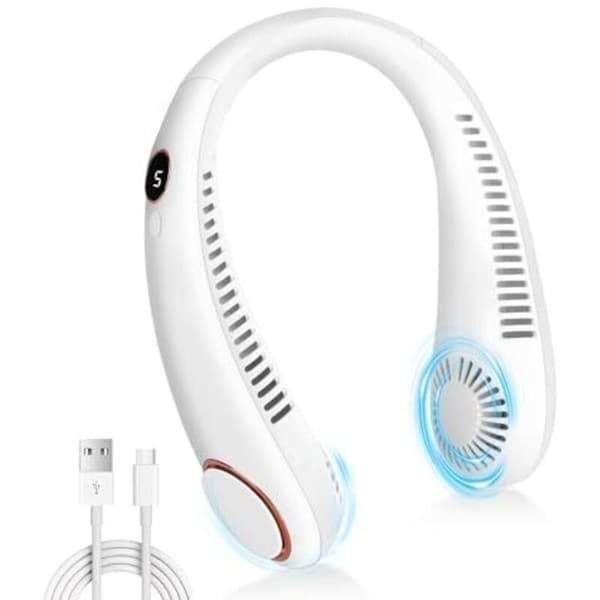 Bærbar halsventilator. Bladløs halsventilator med 5 hastigheder. Ideel bærbar ventilator til hjem og rejser.