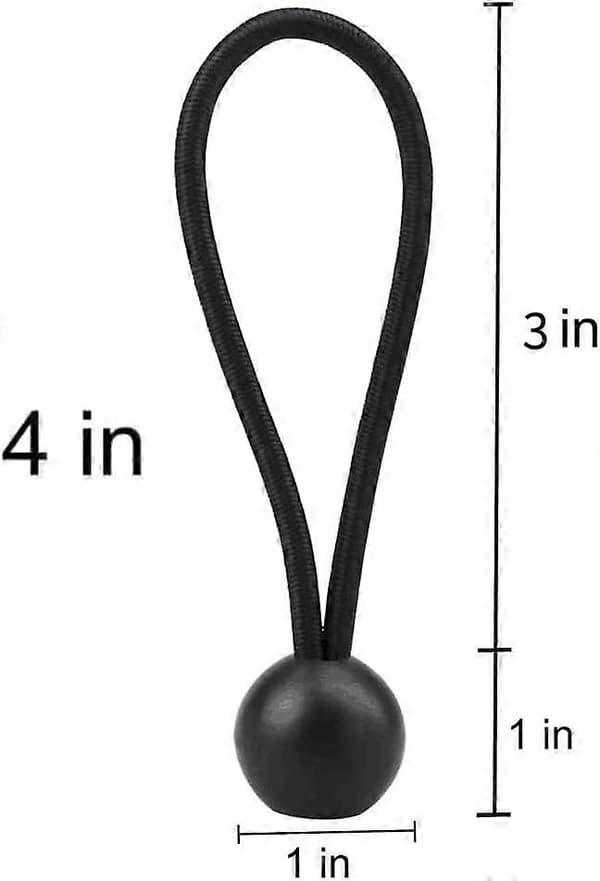 30-pak bungee-bolde, sort kugle-bungee kraftig, 10 cm presenning
