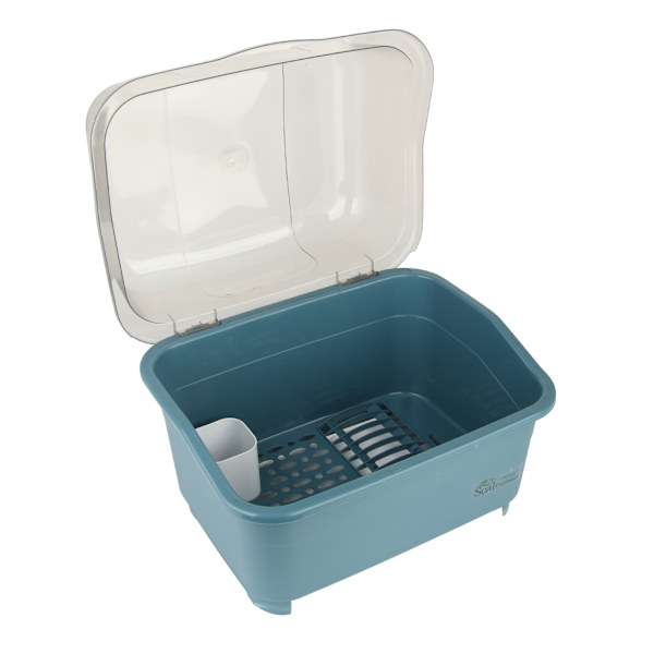 Diskställ Disk Skål Bestickhållare Organizer med Avrinningsbricka och Transparent Lock  (ZYH)