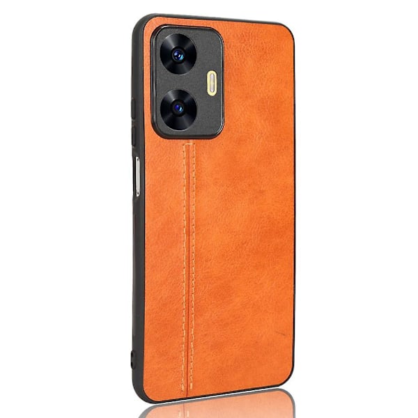 Mobilfodral i kohudstruktur till Realme C55, PU-läderklädd TPU+PC-baksida (ZYH) Orange, Orange Realme C55
