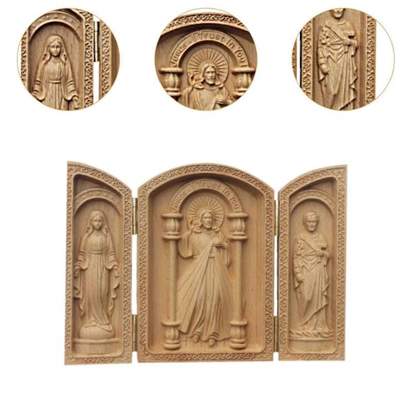 Triptykon Statue Håndværk Ornament Religiøs Statue til Have Skab Kontor