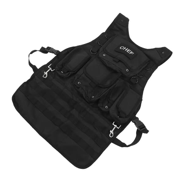 Molle Canvas Förkläde BBQ Grill Kock Förkläde Utomhus Camping Verktygsförkläde med Förvaringsfickor