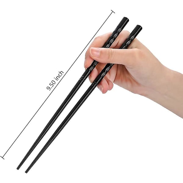 Chopsticks 10 par glasfiber ätpinnar, återanvändbara ätpinnar svart diskmaskin (ZYH)