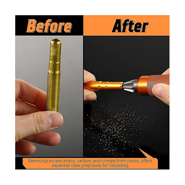 Case Prep Multitool, Case Chamfer Deburring Hand Tools för omladdning, Primer Pocket Cleaners Reamers (ZYH) Orange