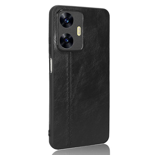 Klädsel i kohudstruktur till Realme C55, PU-läderbelagd TPU+PC-baksida (ZYH) Black, Black Realme C55