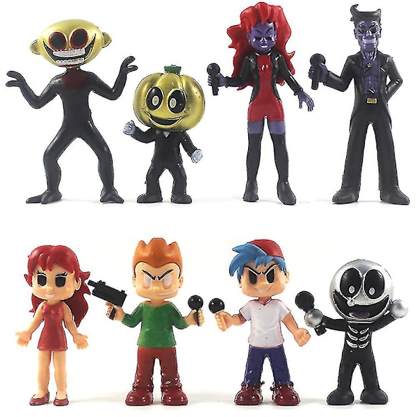 8 st/set Friday Night Funkin Figur Modell Dockleksak Bordsdekor Ornament (ZYH)