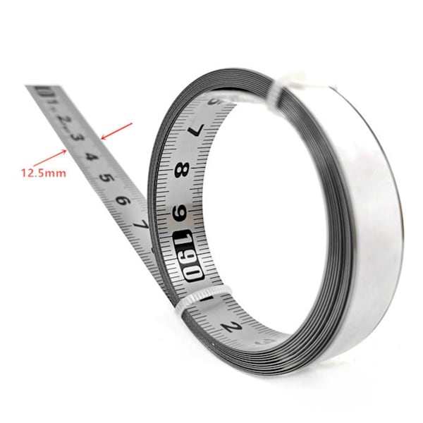 1M rostfritt stål självhäftande skala precision träbearbetning styrning skena självhäftande måttband med lim metall linjal  (ZYH) As Shown