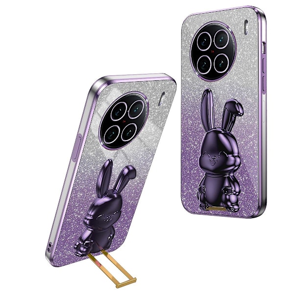 För vivo X90 Pro+ 5G Slim PC+TPU case Rabbit Design Kickstand Cover - (DPD) Purple vivo X90 Pro+ 5G