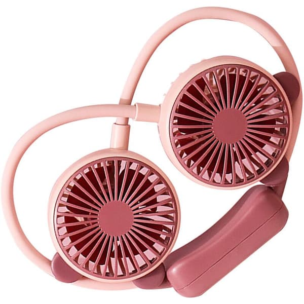 USB genopladelig bærbar halsventilator. Håndfri vedhængsventilator til kontor og rejser. Taro lilla farve.