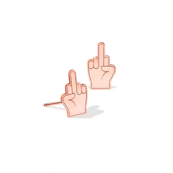 Middle Finger Örhängen GAO2143  (ZYH) Beige One Size