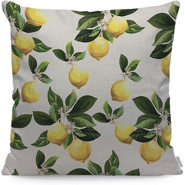 Citroner Cover Gul Citrongröna blad Citrus Dekorativa kuddfodral för soffa, bäddsoffa Case 45X45 Cm -[A10043] (DPD) 45X45CM