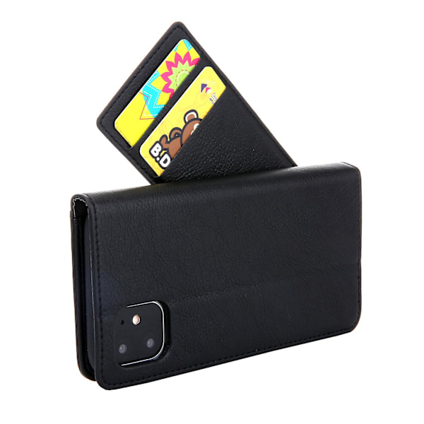 Cmai2 Litchi Grain autoabsorberat cover i läder för Iphone 11 6,1 tum (2019) - (DPD) Black