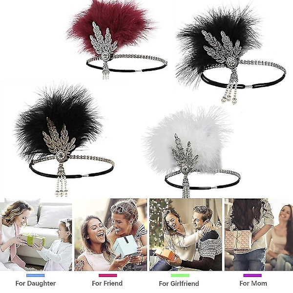 Vinta 1920-tal Ing 20-tal Gatsby-del med 1920-talets flapper Gatsby H-accessoarer  (ZYH) Black