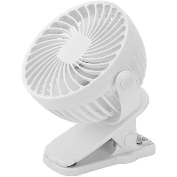 Mini USB clip-on fläkt, vit ABS, 720° rotation, 3 fläkthastigheter, tyst drift - rosa