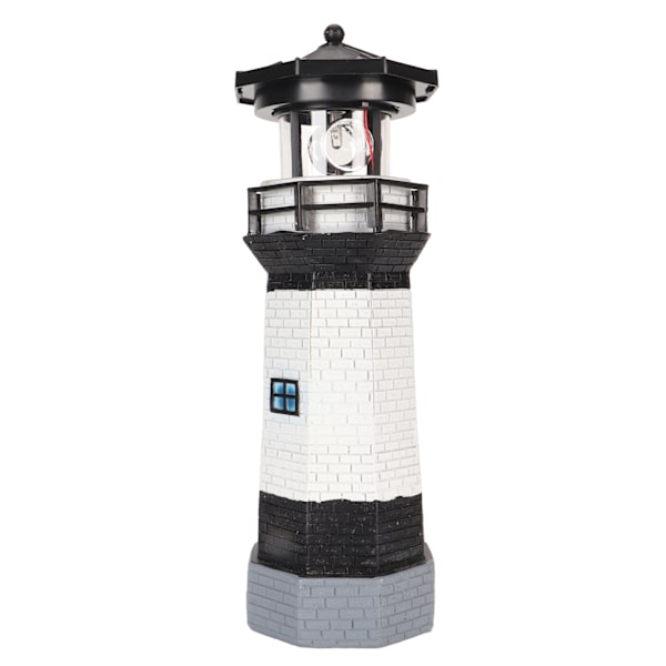 Solcellsfyr 360 graders roterande fyrdekoration blekningsfri harts LED trädgårdsfyr för balkong gräsmatta BS38061  (ZYH)