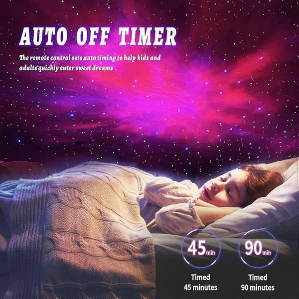Galaxy projektor nattlys med Bluetooth og hvit støy for nattlysstemning