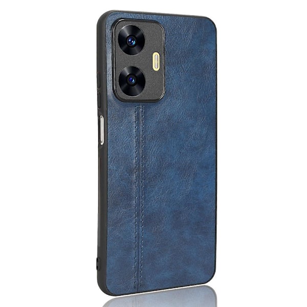 Klädsel i kohudstruktur för Realme C55, PU-läderbelagd TPU+PC-baksida (ZYH) Blue, Blue Realme C55