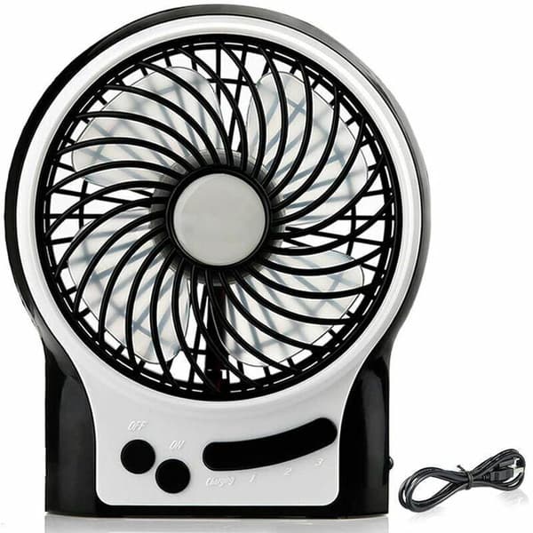 Minibordsfläkt. Bärbar och tyst USB-fläkt, driven av ett uppladdningsbart batteri - rosa.
