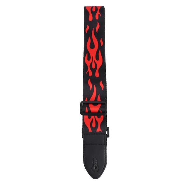 Gitarrband med läderände för akustisk gitarr, basgitarr och elgitarr (Flame)