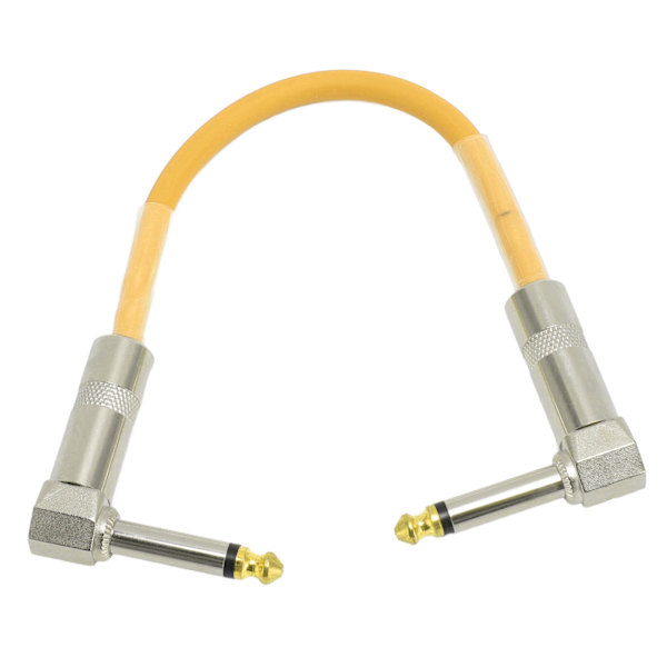 6 st gitarr patchkabel 6 tum 6,35 mm rätvinklig ljudkabel för effektpedal mixer förstärkare elgitarrer basar gul (ZYH)