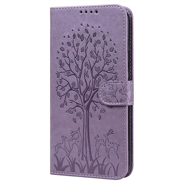 För SAMSUNG Galaxy S21 Fe 5G Präglad Läderfodral  (DPD) Purple Samsung Galaxy S21 FE 5G