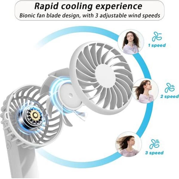 Multifunktionel clip-on ventilator. Hurtig afkøling. Mini bærbar ventilator. Tre hastigheder. Justerbar luftstrøm - hvid.