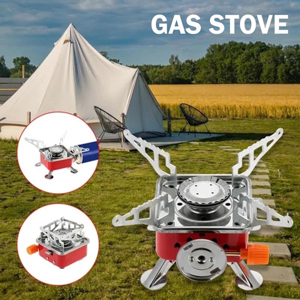 Utomhus picknick Gasbrännare Bärbar Camping Vandring Mini Spis Spis Butan Tool (ZYH) Square