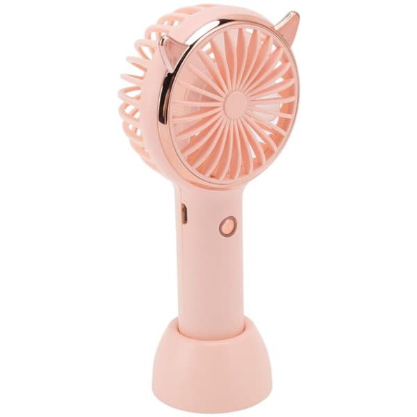 Bærbar katteøre-ventilator. USB genopladelig med 3 hastigheder. Mini lyserød bærbar ventilator.