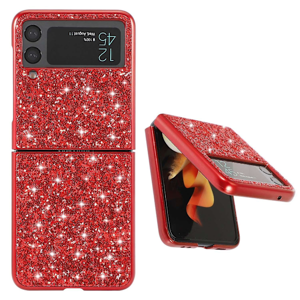 För Samsung Galaxy Z Flip4 5G Glitter Sparkling Case Electroplating TPU Frame Protective Cover  (DPD) Red Samsung Galaxy Z Flip4 5G