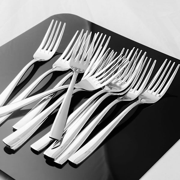 12-delad middagsgaffelset 8 tum extrafin 18/8 rostfritt stål (ZYH)