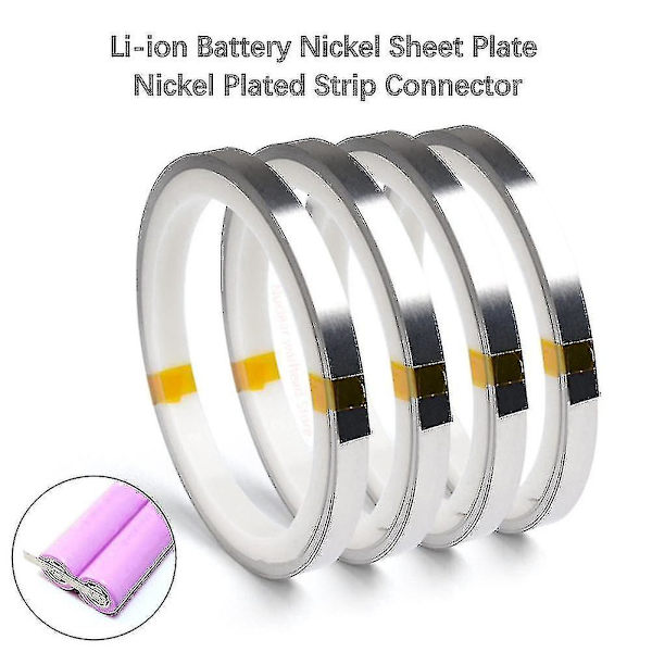 18650 Batteri Nickelremsa 10m, Nickelpläterat Stålband Anslutning för Punktsvetsning Li-ion Batterier  (ZYH)
