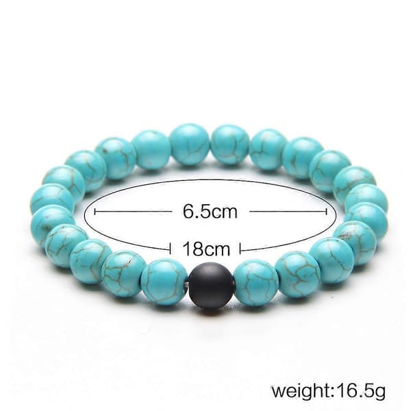 Matchende armbånd til par, klassisk perlearmbånd, blå sort 8 mm glas, forhold, 2 stk.