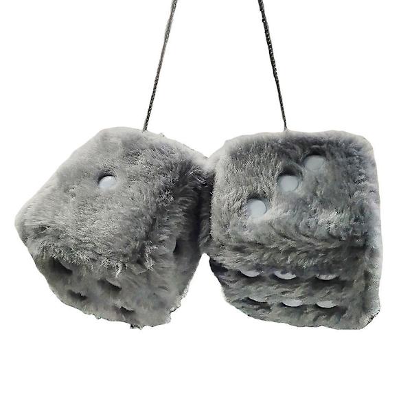 Bil Färgglad Mjuk fläckig lurvig Fluffig hängspegel Fuzzy Dice Dekor Rosa (ZYH)