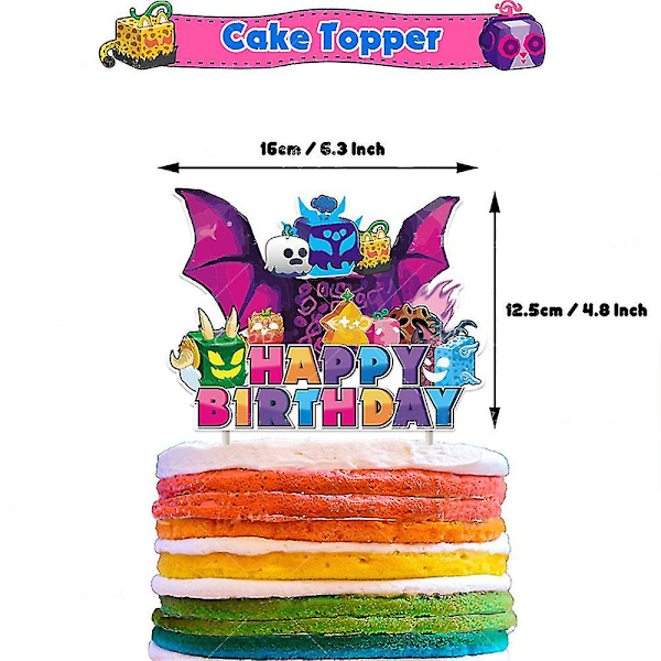 Blox Fruits Tema Grattis På Födelsedagen Festartiklar Inklusive Banner Cupcake Toppers Ballonger Dekor Set ~JNNJV  (ZYH)