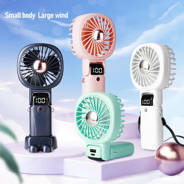 Multifunktionel Bærbar Ventilator til Udendørs Aktiviteter. Indbygget 2400mAh Batteri. Lille ABS Model, Pink