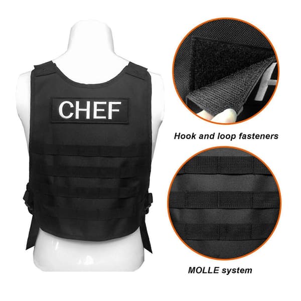 Molle Canvas Förkläde BBQ Grill Kock Förkläde Utomhus Camping Verktygsförkläde med Förvaringsfickor