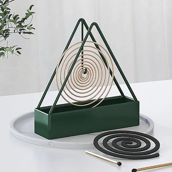 Myggspiralhållare i järn, rökelsehållare, spiralformad rökelsebrännare, modern avvisande rökelsehållare för hushåll, sovrum, uteplats (ZYH) Green