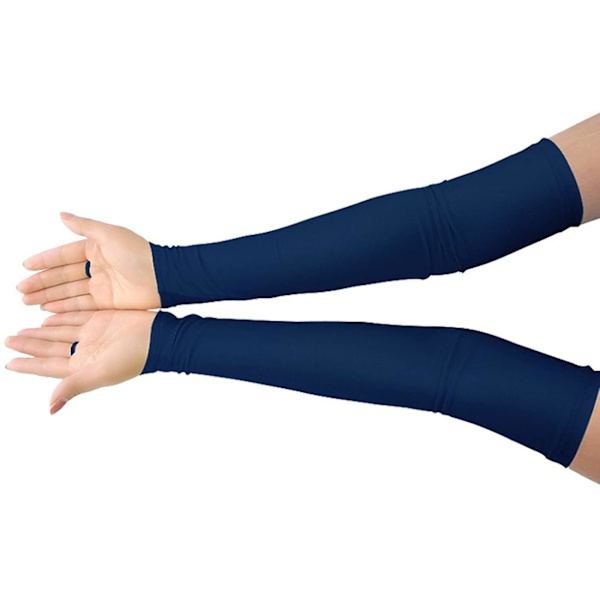 Flickor Pojkar Vuxna Stretchiga Spandex Fingerlösa Över Armbågen Cosplay Catsuit Opera Långa Handskar, Marinblå (ZYH)