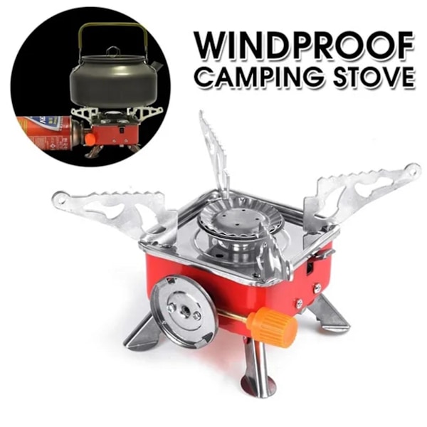 Utomhus picknick Gasbrännare Bärbar Camping Vandring Mini Spis Spis Butan Tool (ZYH) Square