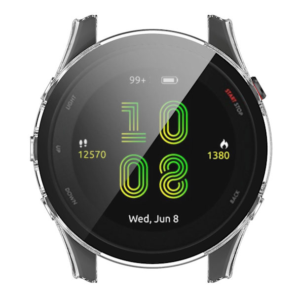 För Garmin Forerunner 255 Anti-scratch Anti-fall Hård PC Klockfodral Skyddande Skal med Härdat Glasskydd (ZYH) Transparent
