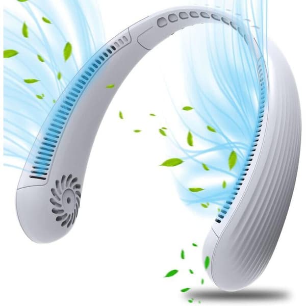 Bærbar halsventilator. USB-bladløs lydløs ventilator. Halskølerventilator (ren hvid)