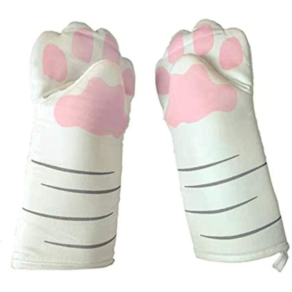 2-pack Cat's Paw Ugnshandskar Cat's Paw Ugn Långa handskar Mikrovågsugn Värmebeständiga halkfria handskar Spjälsäng (ZYH)