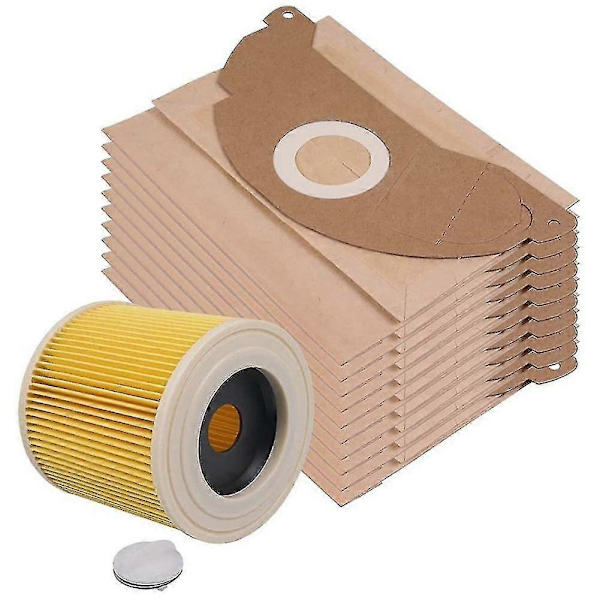 10 Dammsugarpåsar Filter För Kärcher 6.904-322.0 Mv2 Wd2 A2003