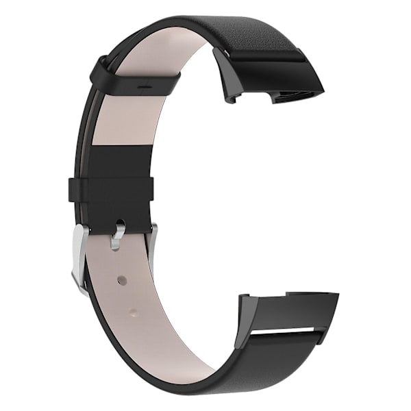 För Fitbit Charge 4/3 Äkta läder klockarmband med spänne i rostfritt stål (ZYH) Black Fitbit Charge 4